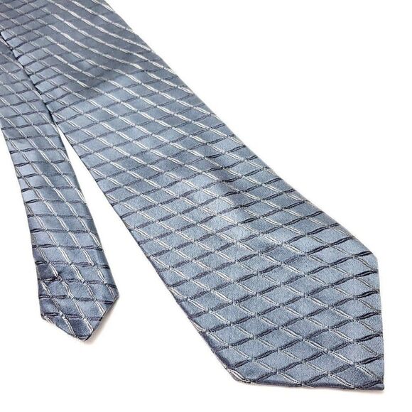 Ike Behar New York Silk‎ Tie USA Woven Gray Plaid - Picture 1 of 6